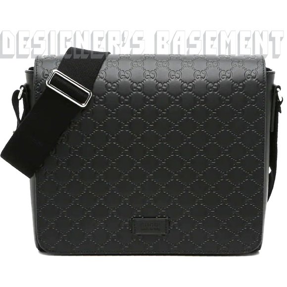 GUCCI black Micro Guccissima embossed leather Messenger crossbody shoulder Bag - Picture 3 of 8